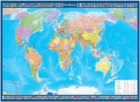Настенная политическая карта мира с флагами на английском языке - «globural.ru» - Курск